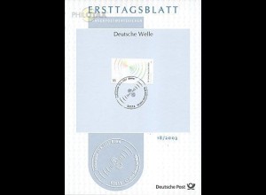 D,Bund Mi.Nr. 18/03 Rundfunksender Deutsche Welle, Weltkarte (Marke MiNr.2334)
