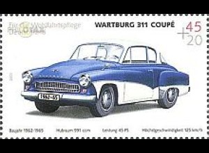D,Bund Mi.Nr. 2362 Wohlfahrt, Oldtimer, Wartburg 311 Coupé (45+20)