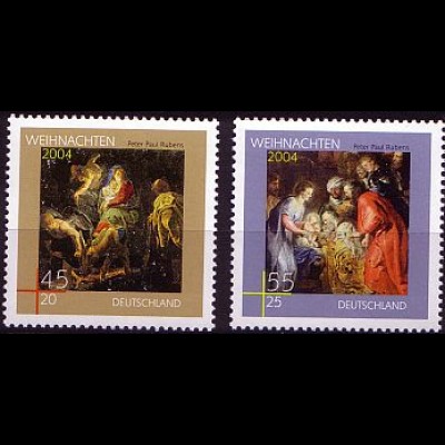 D,Bund Mi.Nr. 2429-30 Weihnachten 04, Gemälde von Rubens (2 Werte)