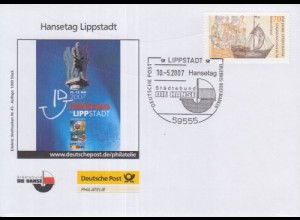D,Bund MiNr. 2558 Hansekogge, Brief Erlebnis Briefmarke zum Hansetag Lippstadt