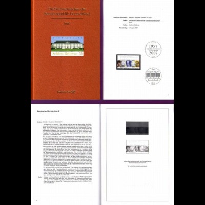 D,Bund Jahrbuch 2007 mit Marken in Taschen, Schwarzdruck + Hologramm (Kontaktg.)