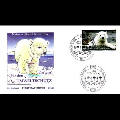 D,Bund Mi.Nr. 2656 Umweltschutz, Eisbär Knut, Berliner Zoo (55+25)