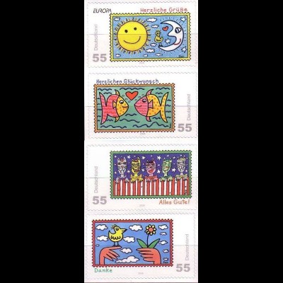 D,Bund Mi.Nr. 2665-68 a.Fol. Post Grußmarken selbstkl. aus Folienbogen (4 Werte)