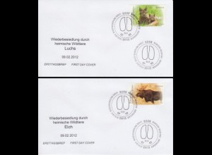 D,Bund Mi.Nr. 2913-14 Heimische Wildtiere, Nordluchs + Elch (2 Briefe)