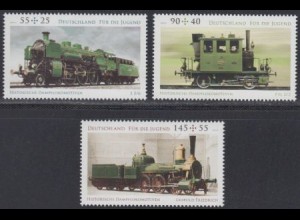 D,Bund Mi.Nr. 2946-48 Jugend, Historische Dampflokomotiven (3 Werte)