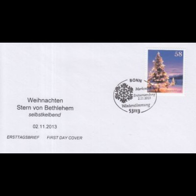 D,Bund Mi.Nr. 3041 Winterstimmung, Weihnachtsbaum in Winterlandschaft, skl. (58)