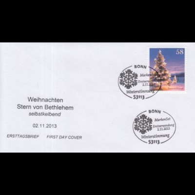 D,Bund Mi.Nr. 3041 Winterstimmung, Weihnachtsbaum in Winterlandschaft, skl. (58)