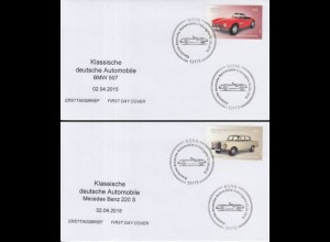 D,Bund Mi.Nr. 3143-44 Klassische deutsche Automobile, BMW u.Mercedes (2 Briefe)