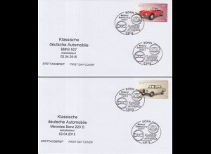 D,Bund Mi.Nr. 3147-48 Klass.deutsche Automobile, BMW u.Mercedes, skl. (2 Briefe)
