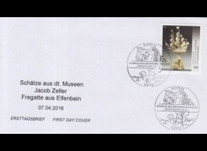 D,Bund Mi.Nr. 3228 Schätze a.dt.Museen, J.Zeller, Fregatte aus Elfenbein (145)