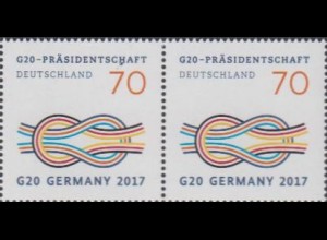 D,Bund MiNr. 3291 Paar Deutsche G20-Präsidentschaft, Hamburg (2 x 70)