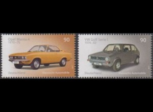 D,Bund MiNr. 3297-98 Klassische dt.Automobile, Opel Manta, VW Golf (2 Werte)
