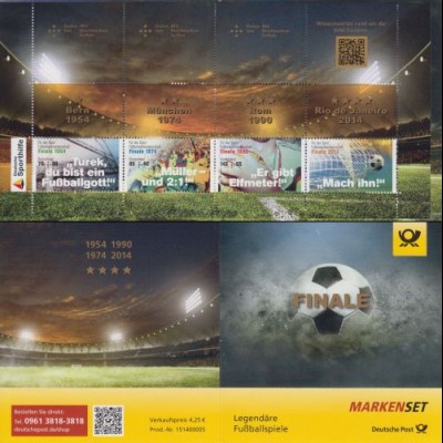 D,Bund MiNr. MH 109 Legendäre Fußballspiele, WM Deutschland (mit 1x3380-82)