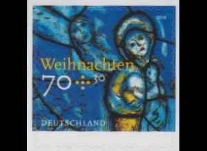 D,Bund MiNr. 3422 a.Fol. Weihnachten,Glasfenster Chagall,skl.a.Folienbo. (70+30)