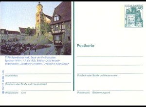 D,Bund Mi.Nr. P 125 Bildpostkarte Burg Eltz, Schwäbisch - Hall (WSt.MiNr.915)