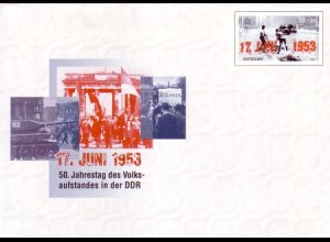 D,Bund Mi.Nr. USo 59 Gedenkumschlag Volksaufstand 1953 in DDR (WSt.MiNr.2342)