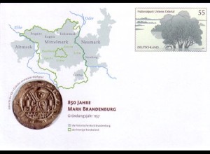 D,Bund Mi.Nr. USo 135 Gedenkumschlag 850 J. Mark Brandenburg (WSt.MiNr.2344)