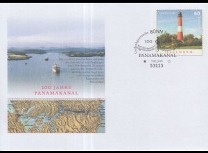 D,Bund MiNr.USo 333 Gedenkumschlag Panamakanal, Leuchtt.Pellworm (WSt.MiNr.3090)