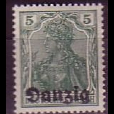 D, Danzig Mi.Nr. 1 Deutschen Reiches, MiNr. 85 II mit Aufdruck "Danzig" (5Pf)