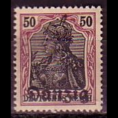 D, Danzig Mi.Nr. 7 Deutschen Reiches, MiNr. 91 II mit Aufdruck "Danzig" (50M)