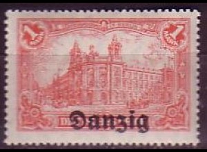 D, Danzig Mi.Nr. 8 Deutschen Reiches, MiNr. A 113 mit Aufdruck "Danzig" (1M)