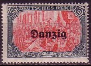 D, Danzig Mi.Nr. 15 B Deutschen Reiches, MiNr. 97BII mit Aufdruck "Danzig" (5M)