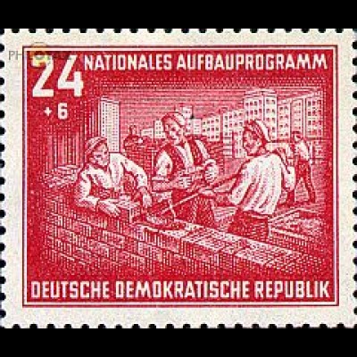D,DDR Mi.Nr. 304 Nat. Aufbauprogramm Berlin 1952, Hausbau (24+6)
