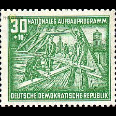 D,DDR Mi.Nr. 305 Nat. Aufbauprogramm Berlin 1952, Dachstuhlbau (30+10)