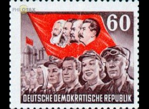 D,DDR Mi.Nr. 352 70. Todestag Karl Marx, Werktätige + Fahne (60)