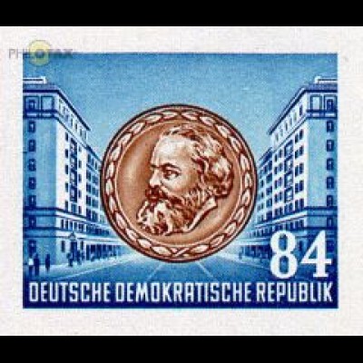 D,DDR Mi.Nr. 395B 70. Todestag Karl Marx, Marx + Stalinallee (84 a.Bl. geschn.)