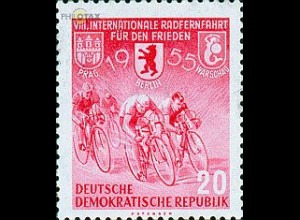 D,DDR Mi.Nr. 471 Int. Friedensfahrt, Radrennfahrer, Wappen 3 Haupstädte (20)