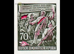 D,DDR Mi.Nr. 490B Friedrich Engels Jahr 1955, Barrikadenkämpfe 1848 (70 a.Block)