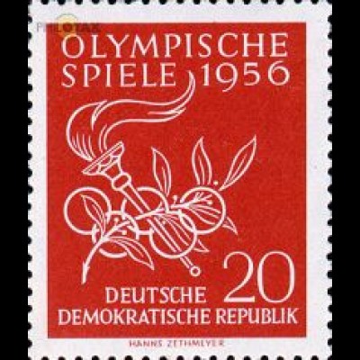 D,DDR Mi.Nr. 539 Olympia 1956, Ringe, Loorber, Fackel (20)