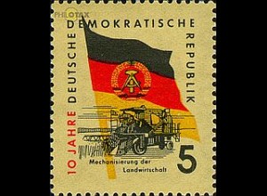 D,DDR Mi.Nr. 722 10. Gründungstag der DDR, Flagge + Mähdrescher (5)