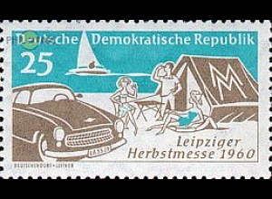 D,DDR Mi.Nr. 782 Leipziger Herbstmesse 60, Pkw Wartburg, Zelt, Segelboot (25)