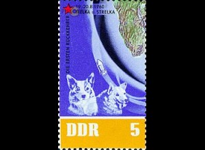 D,DDR Mi.Nr. 926 5 Jahre sowj. Weltraumflüge, Weltraumhunde (5)