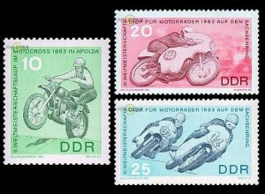 D,DDR Mi.Nr. 972-74 Motorrad WM (3 Werte)