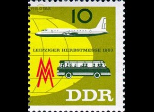 D,DDR Mi.Nr. 977 Leipziger Herbstmesse, Flugzeug, Omnibus (10)