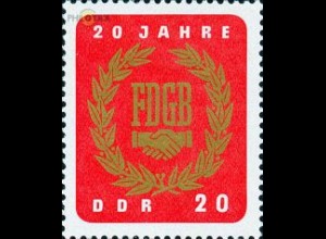 D,DDR Mi.Nr. 1115 20 Jahre FDGB, Emblem mit Lorbeerzweigen (20)