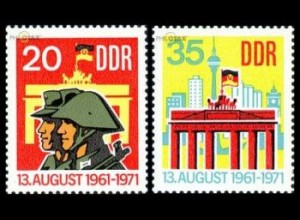D,DDR Mi.Nr. 1691-92 10 Jahre Berliner Mauer (2 Werte)