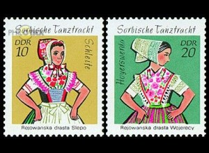 D,DDR Mi.Nr. 1723-24 Sorbische Mädchen-Tanztrachten (II) (2 Werte aus MH)