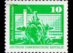 D,DDR Mi.Nr. 1868 Freim., Aufbau, Neptunbrunnen + Wohnaus Berlin, Kleinf. (10)