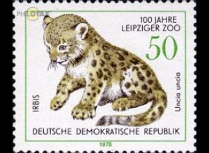 D,DDR Mi.Nr. 2325 Zoo Leipzig, Junger Irbis (50)