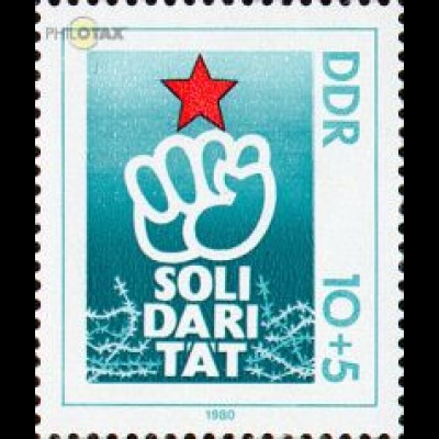 D,DDR Mi.Nr. 2548 Internationale Solidarität (10+5)