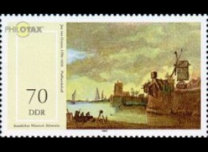 D,DDR Mi.Nr. 2731 Staatl. Museen Schwerin, Flußlandschaft von van Goyen (70)