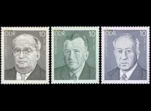 D,DDR Mi.Nr. 2849-51 Persönlichkeiten der Arbeiterbewegung (XII) (3 Werte)