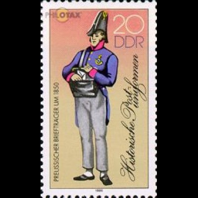 D,DDR Mi.Nr. 2998II Historische Postuniformen, Preuß. Briefträger 1850 (20)