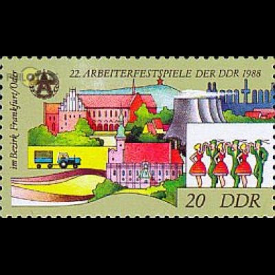 D,DDR Mi.Nr. 3168 Arbeiterfestspiele Frankfurt/O., Gebäude, Volkstanz (20)