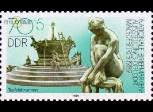 D,DDR Mi.Nr. 3266 Nat. Briefmarkenausstellung, Teufelsbrunnen (70+5)