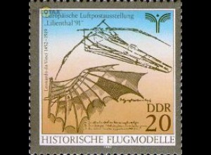 D,DDR Mi.Nr. 3311 Historische Flugmodelle, Schwingflügel v. da Vinci (20)